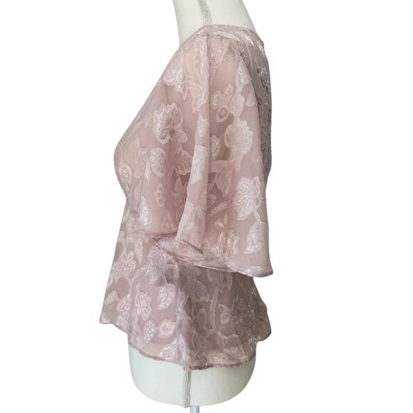 EXPRESS Top Womens Small Pink Y2K Peplum Floral Fairy Feminine Cinch Waist - Picture 5 of 11